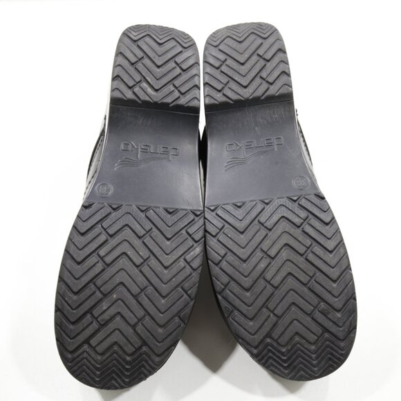 Dansko Professional Black Leather Slip Resistant Work Clogs - 7.5/EU 38. Scuffs - Picture 7 of 7